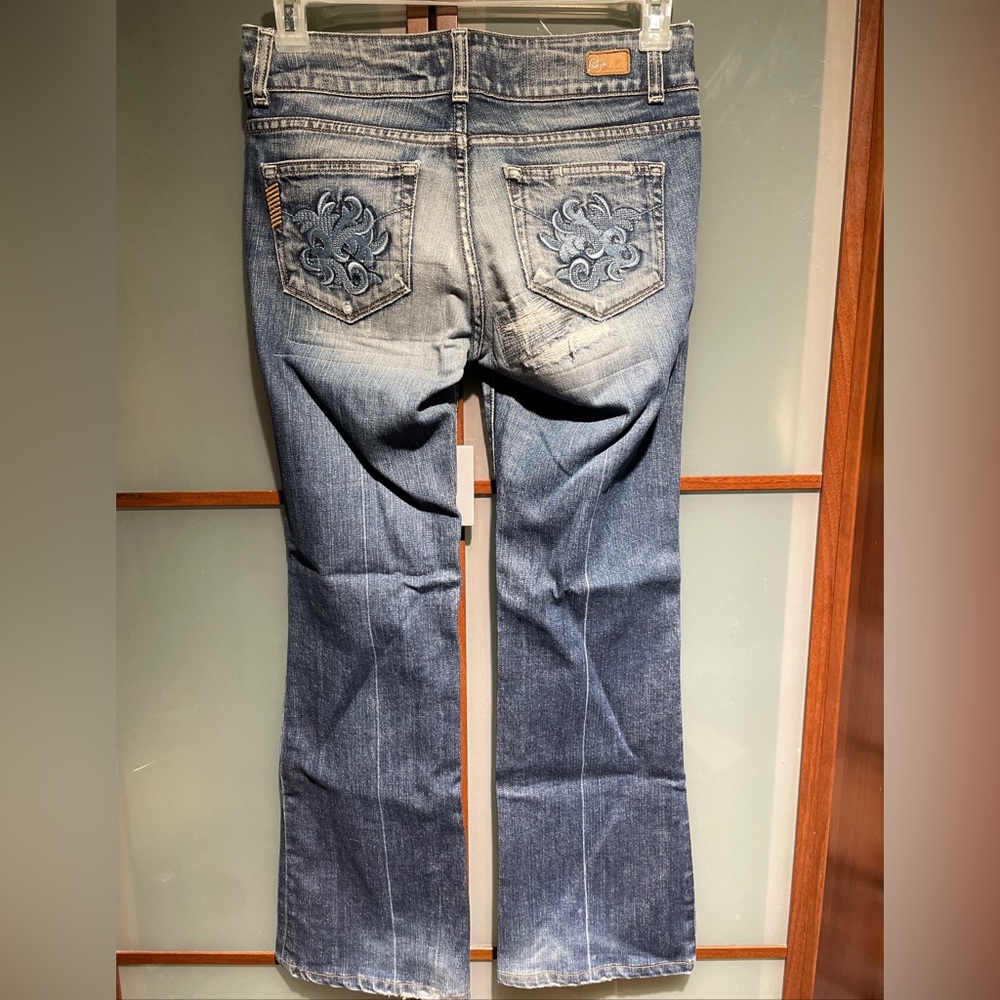 Paige Premium Denim Hidden Hills Reconstructed Embroidered Jeans Size 28